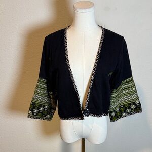 Serrahna Tribal Single Button Cropped Bolero Jacket size Medium
